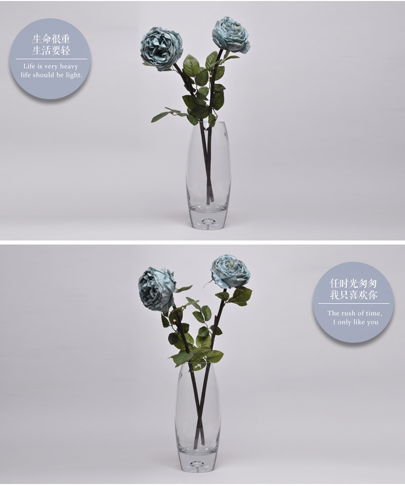 Simulation of single flower flowers placed flowers tea rose floral stem silk OY-10021-BU living room table decoration3
