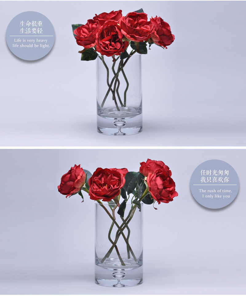 A single rose rose in the living room decoration single simulation simulation of single HYP-10091-RE rose flowers3