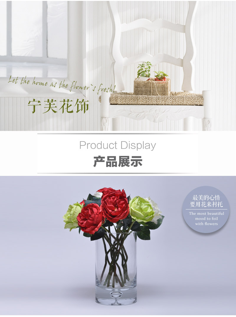 The living room coffee table style wedding Home Furnishing noble decorative furnishings simulation Rose Silk Artificial flowers HYP-10091-GR2
