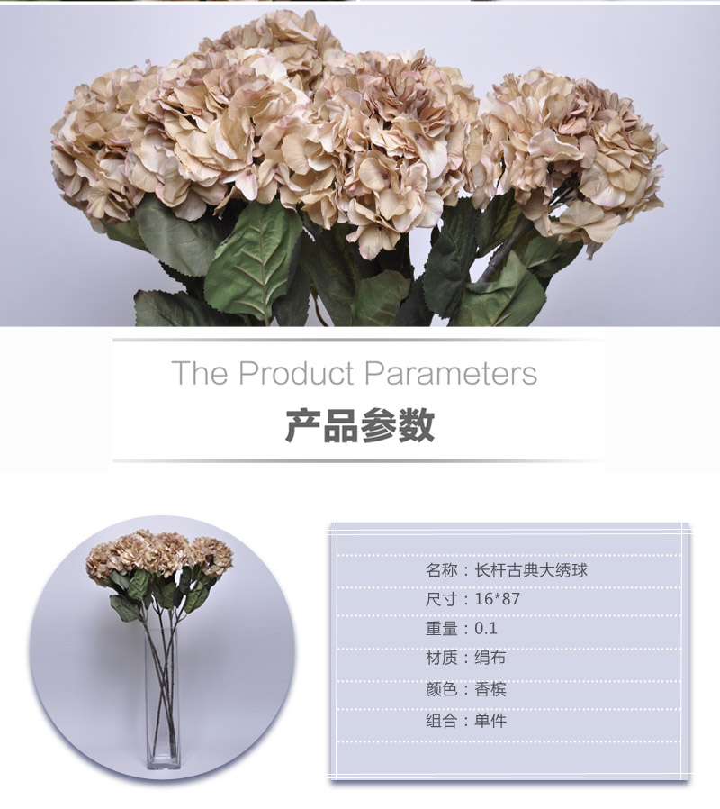 Simulation of large Korean silk flowers floor entrance table hydrangea flower Hydrangea European photography props wedding arrangement JZT-10002-CPG5