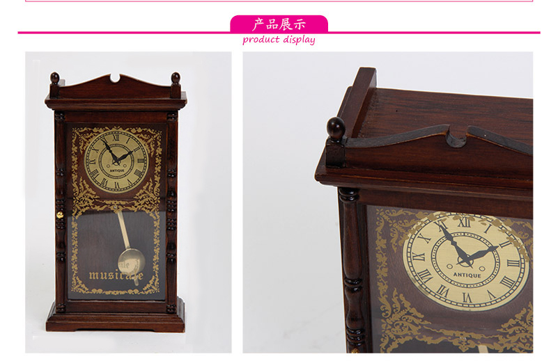 Imitation wooden clock music box gift of creative gifts (excluding wooden fee) MW-0392