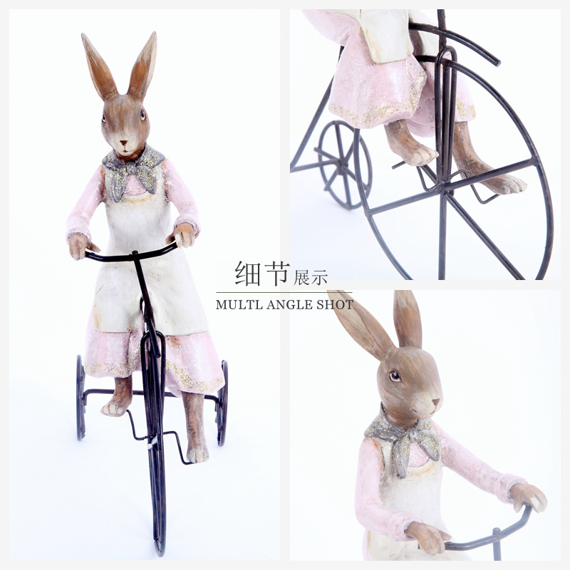 European creative resin decoration resin male / female rabbit riding decoration Home Furnishing dining room bedroom decor in 2012101-143