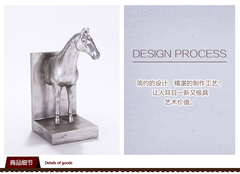 American country advanced resin decoration / Retro Horse Bookends bookend Home Furnishing study office practical book stalls a bookend of 4210205-13SL book3