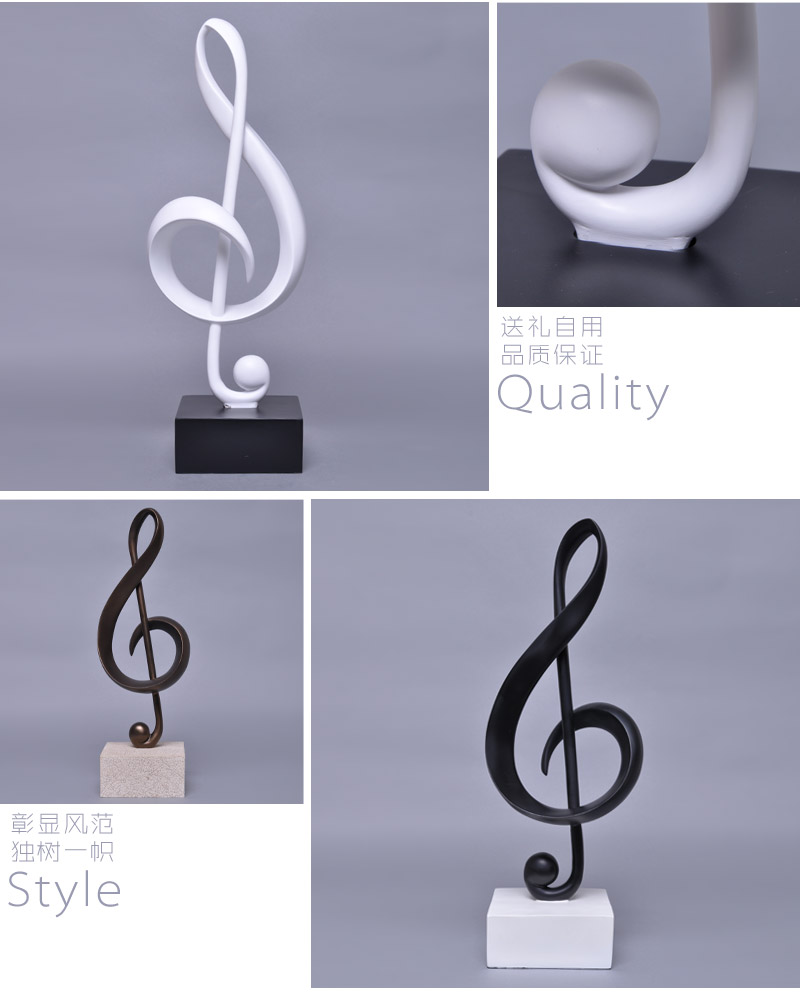 Abstract modern art sculpture decoration Hotel soft outfit resin craft ornaments sculpture 06001 piano treble clef4