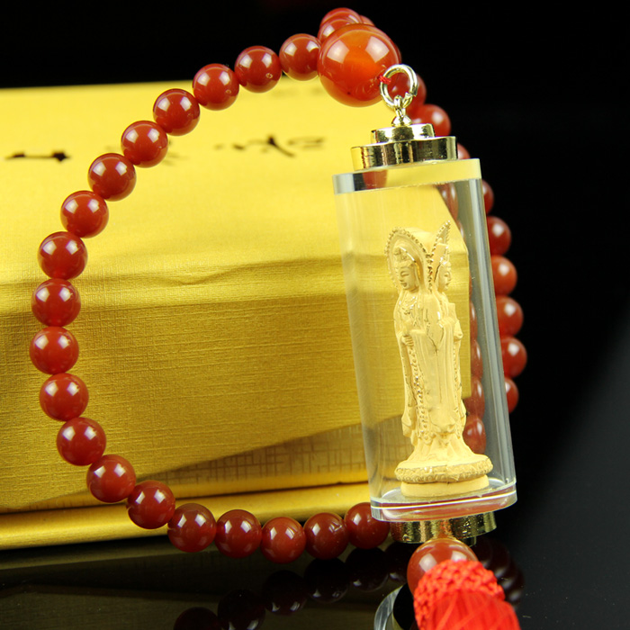 Manufacturers selling crafts cashmere alluvial gold crafts plated crystal pendant car three Guanyin car accessories business gifts gift will sell insurance3