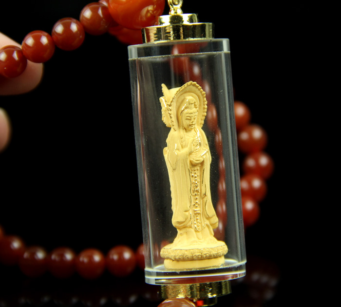 Manufacturers selling crafts cashmere alluvial gold crafts plated crystal pendant car three Guanyin car accessories business gifts gift will sell insurance4