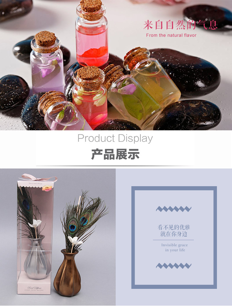 Automobile fragrance free aromatherapy volatilization natural aromatic water 30ml peacock feathers fragrance vehicle perfume AF-0202