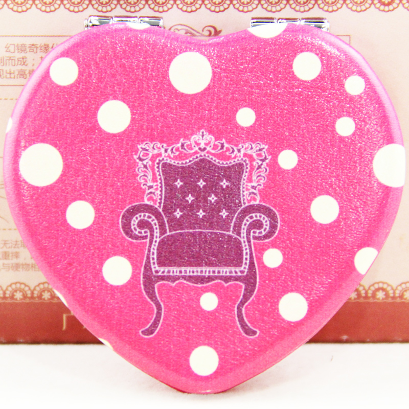 Fashionable and lovely wave point portable metal mirror heart mirror1