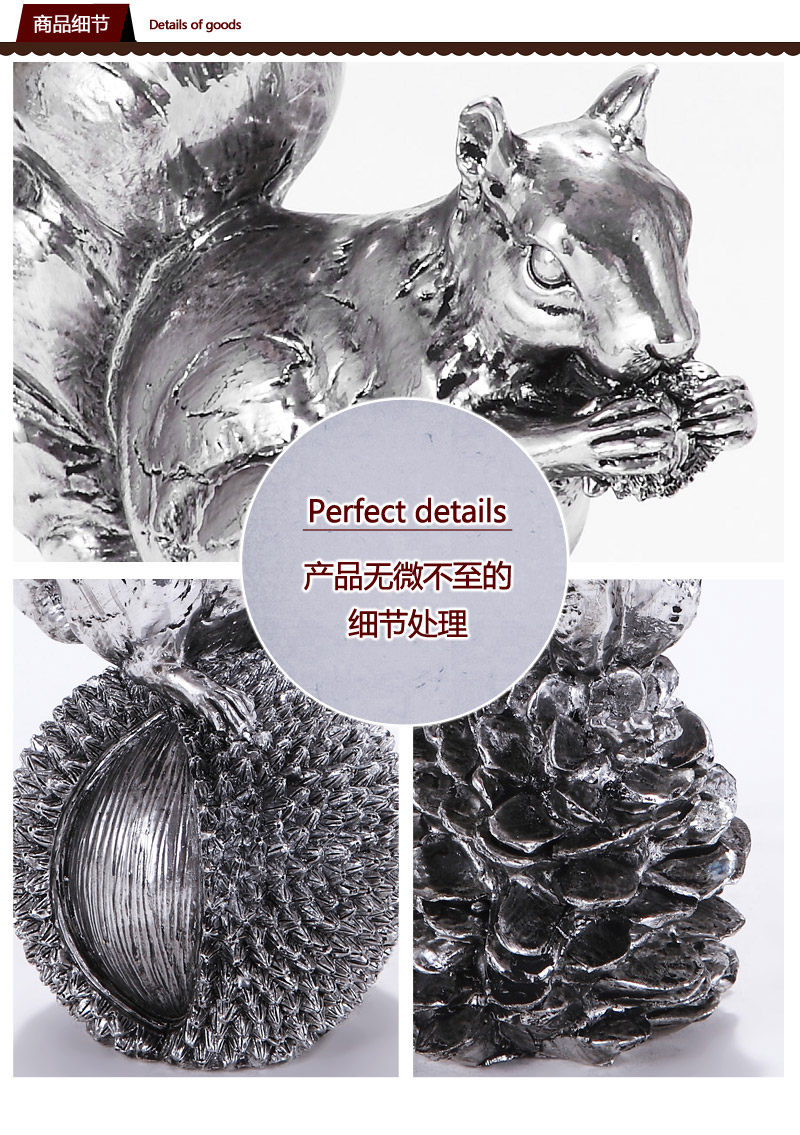 North American country station stick / silver resin squirrel pineal silver plating soft outfit 7008006-10SL decoration decoration3