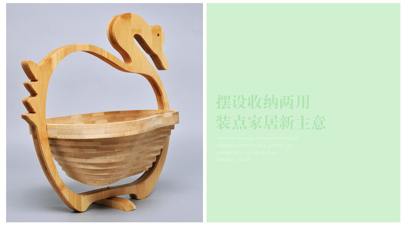 Natural bamboo folding fruit basket fruit bowl fruit storage basket basket containing animal creative decorative insulation pad JJ0094