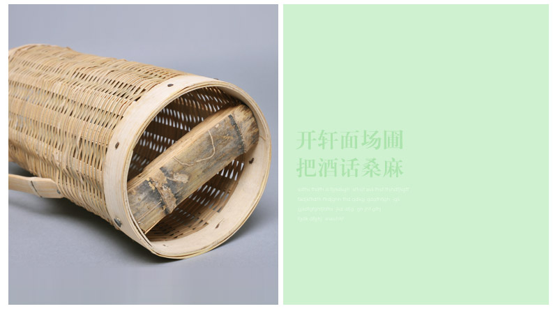 Retro bamboo household thermos kettle shell cover green stripe insulation thermos ancient hand woven JJ0234