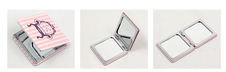 Elegant order series customized wholesale double-sided folding creative fashion metal stainless steel creative PU portable pocket makeup small mirror gift gift5