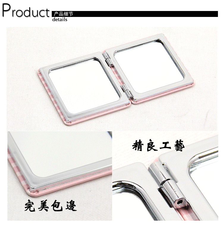 Elegant order series customized wholesale double-sided folding creative fashion metal stainless steel creative PU portable pocket makeup small mirror gift gift14