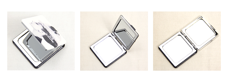Black and white Hepburn series customized wholesale double-sided folding creative fashion metal stainless steel creative PU portable pocket makeup small mirror gift gift5