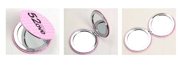 LOVE 1314 series customized wholesale double-sided folding creative fashion metal stainless steel creative PU portable pocket makeup mirror5
