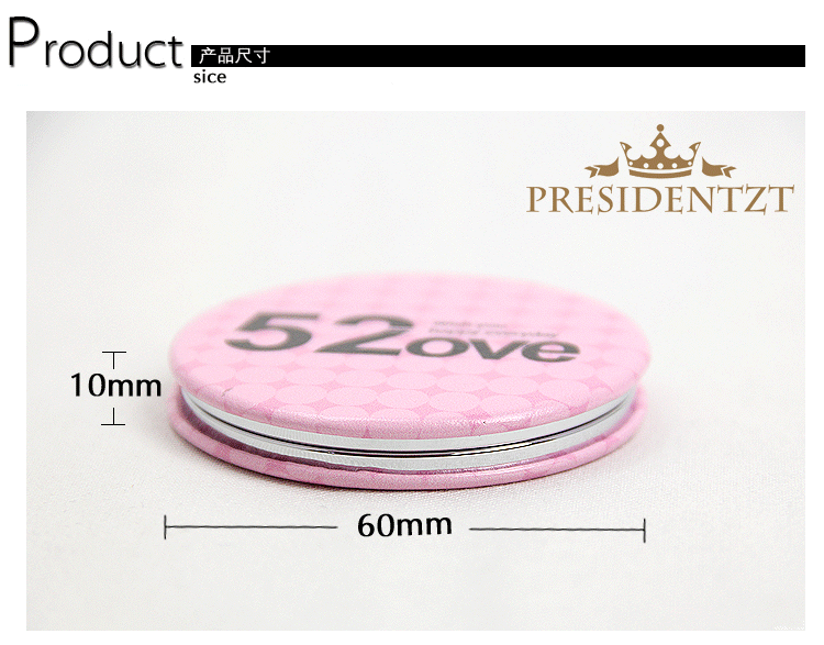LOVE 1314 series customized wholesale double-sided folding creative fashion metal stainless steel creative PU portable pocket makeup mirror10