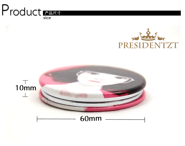 Korean girl series customized wholesale double-sided folding creative fashion metal stainless steel creative PU portable pocket makeup small mirror gift gift13