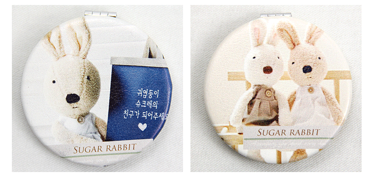 Sugar Rabbit Series customized wholesale double-sided folding creative fashion metal stainless steel creative PU portable pocket make-up small mirror gift gift8