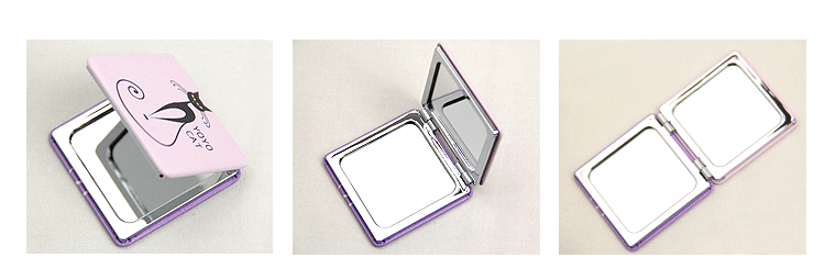 Proud Cat Series customized wholesale double-sided folding creative fashion metal stainless steel creative PU portable pocket make-up small mirror woman gift5