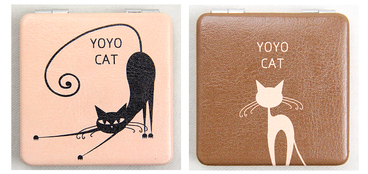 Proud Cat Series customized wholesale double-sided folding creative fashion metal stainless steel creative PU portable pocket make-up small mirror woman gift10