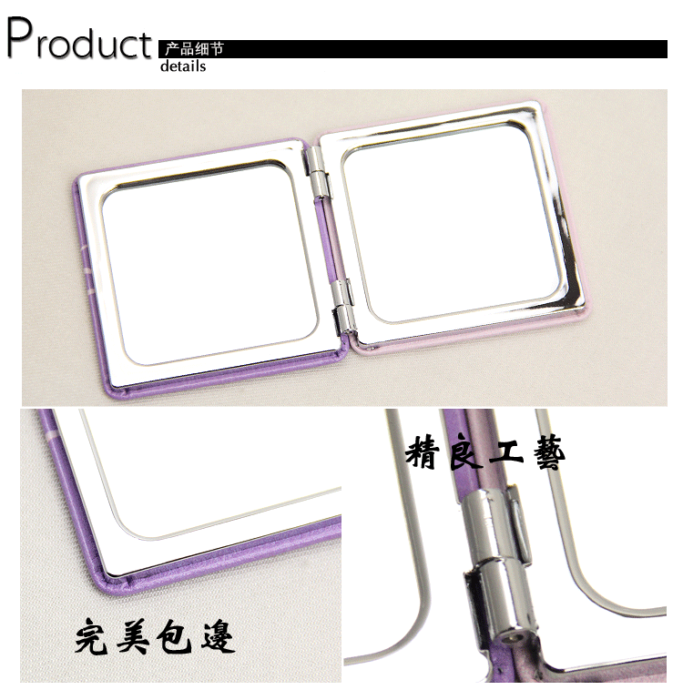 Proud Cat Series customized wholesale double-sided folding creative fashion metal stainless steel creative PU portable pocket make-up small mirror woman gift14