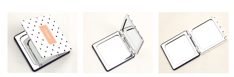 Black and white impression series custom-made wholesale double-sided folding creative fashion metal stainless steel creative PU portable pocket make-up small mirror woman gift5