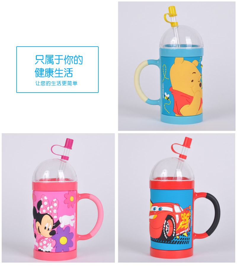 Children's Cup sucker cup belt handle Mitch Minnie cartoon cute Cup baby water cup Baby Cup 13144