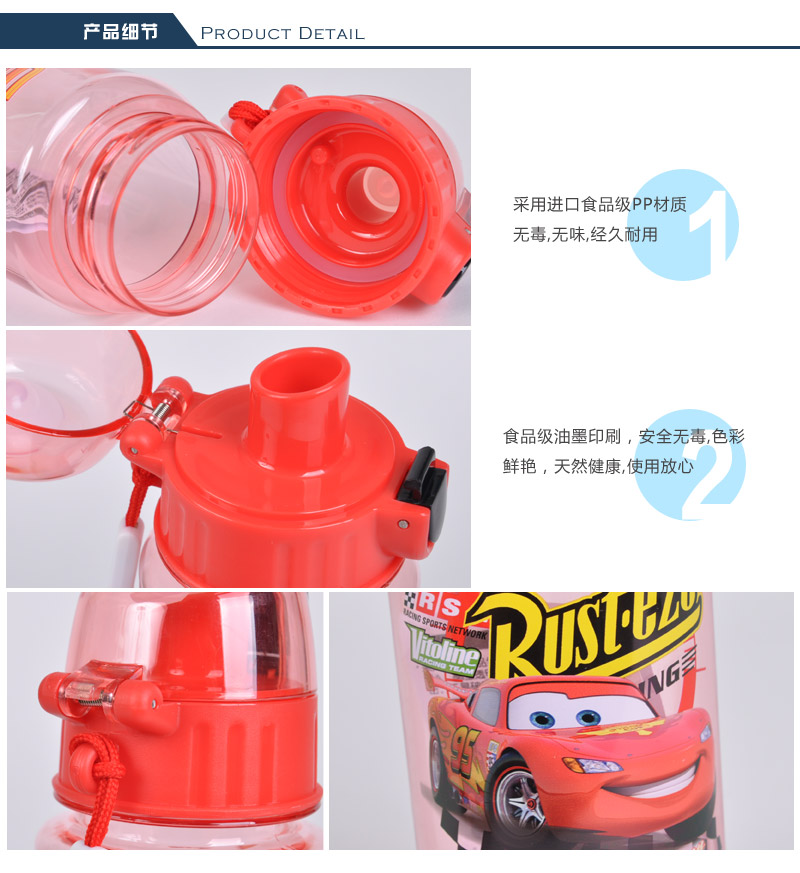 500ML Mickey sports water bottle portable plastic cup baby water kettle for summer leakproof cup 723T-TR5