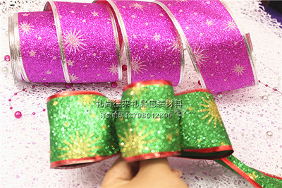 The glitter band silver onion belt ribbon gift box packaging wedding decoration golden Silver Satin Ribbon Ribbon glitter sequins ribbon wholesale dusting4