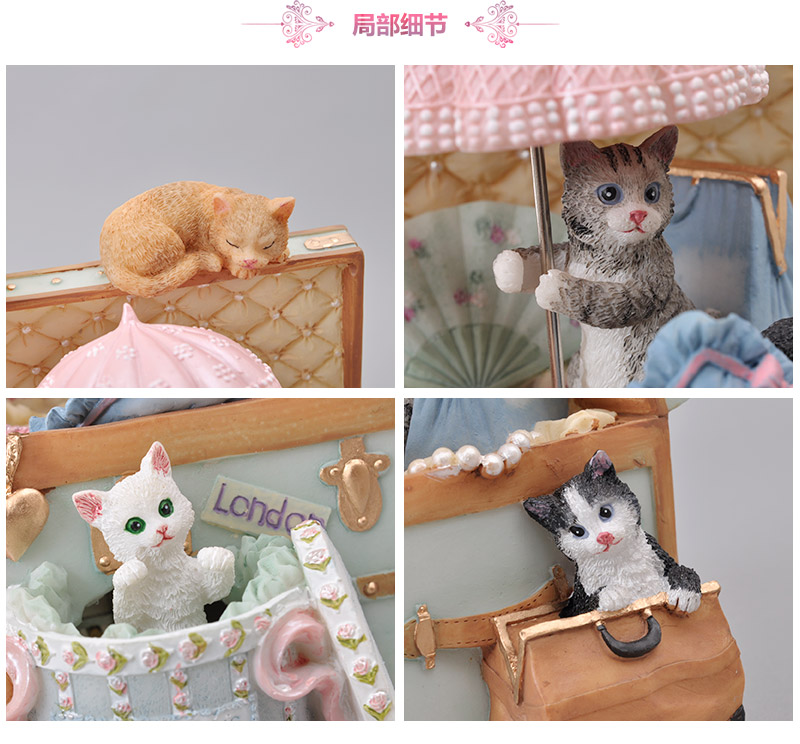 European romantic music box music box naughty kitten creative ornaments to send their children to send his girlfriend a birthday gift bestie (excluding wooden fee) MP-4314