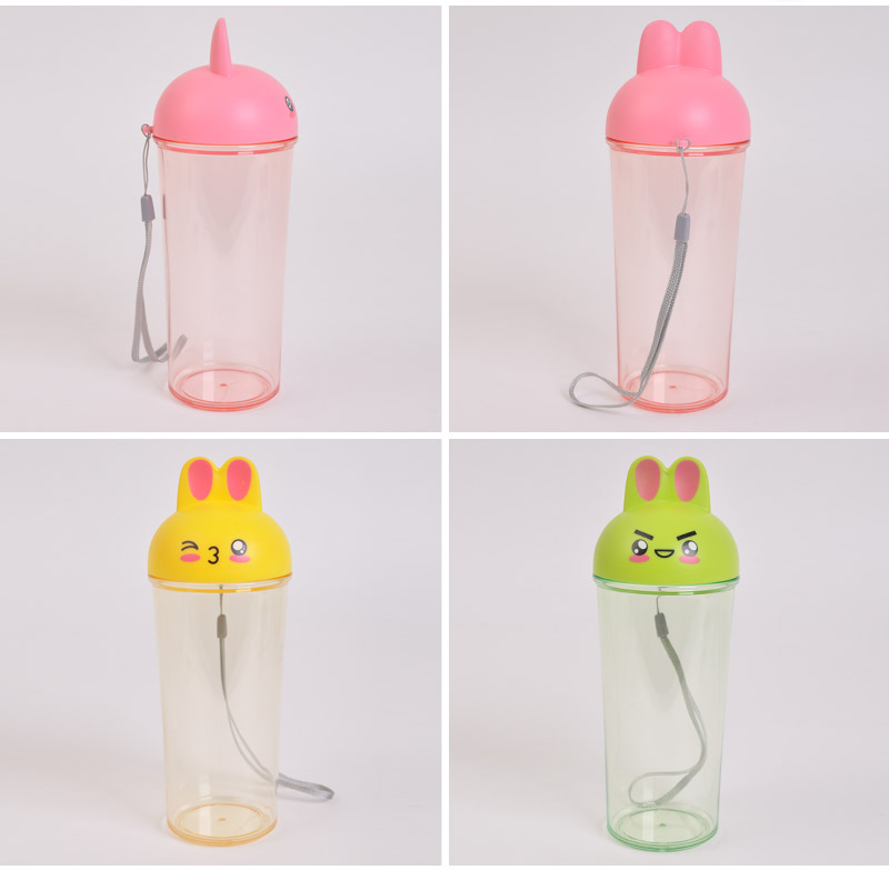 360ml adorable Bunny cartoon cup cup with a portable anti Water Leakage sling plastic cups FY-0394