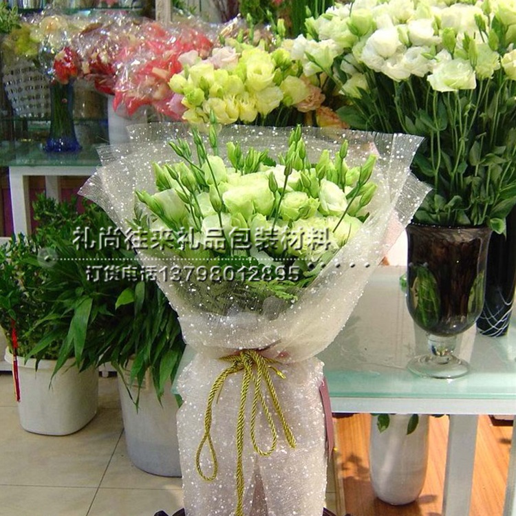 Snow point gauze, flower packing paper material wholesale / flower bouquet packing yarn, flower shop articles wholesale package flower cartoon flower bouquet materials wholesale snowflake wrapping paper13
