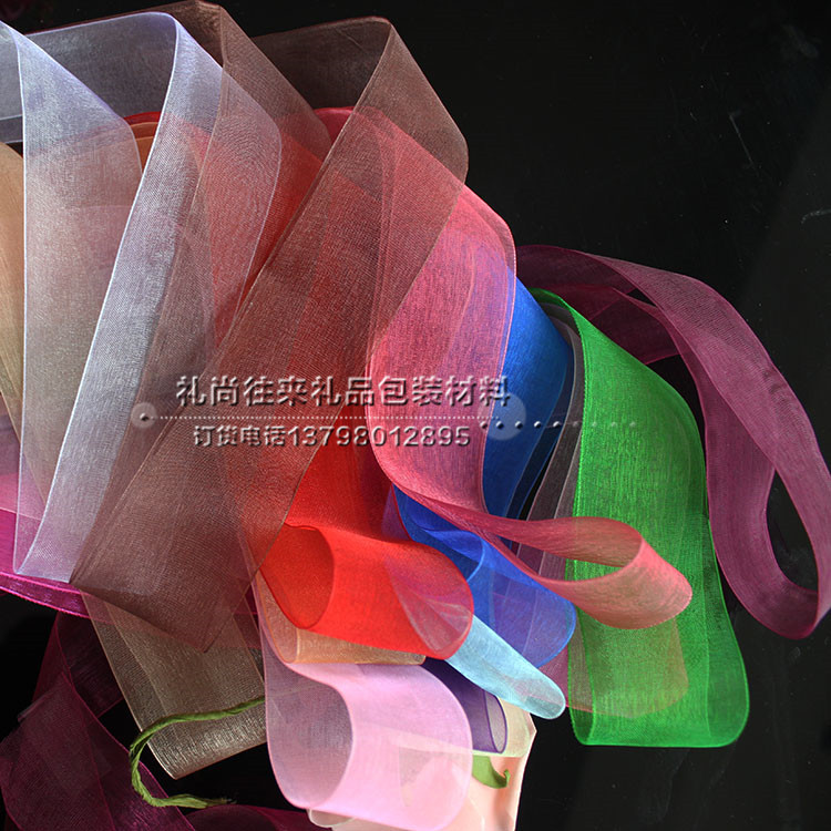 5cm wide transparent decorative ribbon ribbon organza ribbon gift bag hair ribbon ribbon wholesale volume 45 meters with flowers packaged DIY ribbon Christmas decoration shop3