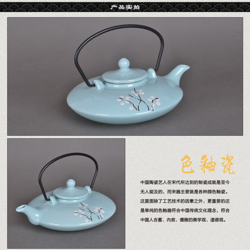 Japan style tea pot with a number of thousand eyes blue plum powder (a pot of four cups)2