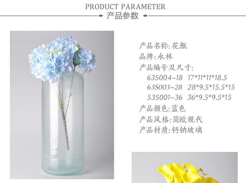 Transparent glass vase simple fashion European modern flower 63S004-18, 63S003-28, 63S003-36 Home Furnishing1