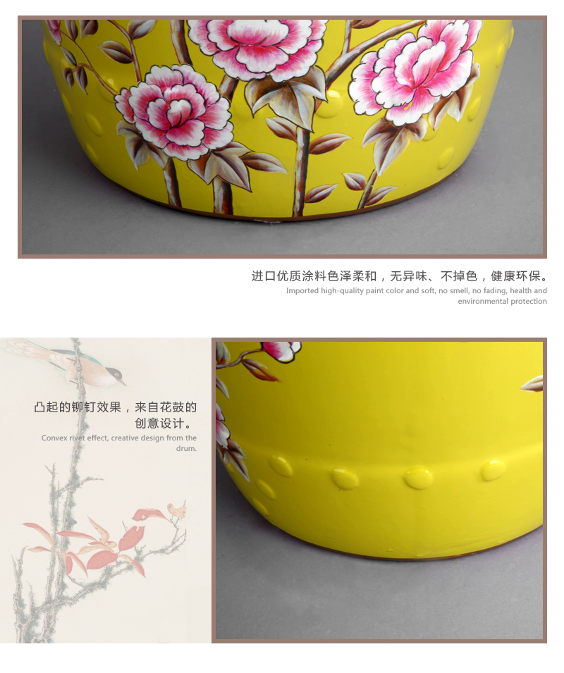 The Chinese garden art ceramic drum stool combination of Chinese and Western hand-painted flower home bedroom toilet stool in room decoration stool D-456