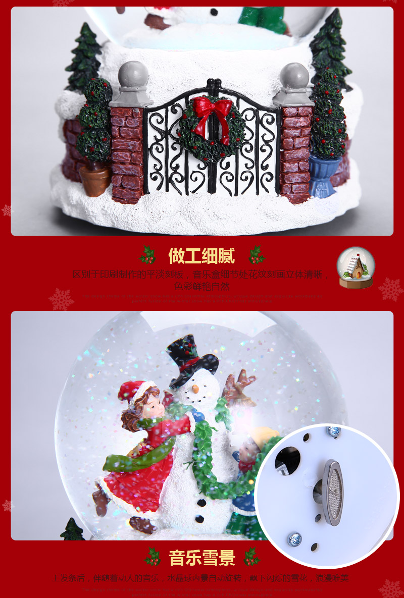Creative music box resin make a snowman Snowman crystal ball Christmas gift birthday gift exclusive custom (seven days) MG-585 resin decoration6
