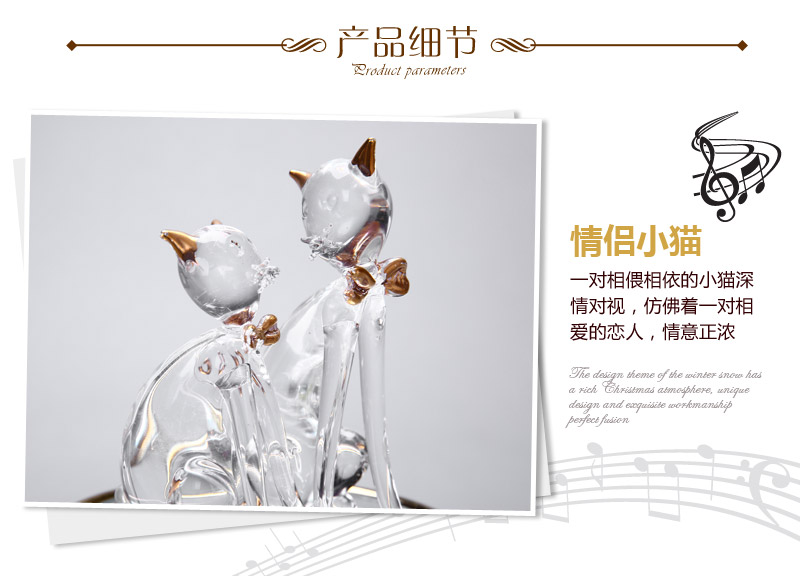 Creative music box music box cat lovers drawing gold-plated Christmas gift birthday gift exclusive custom (seven days) JX-1009 resin decoration5
