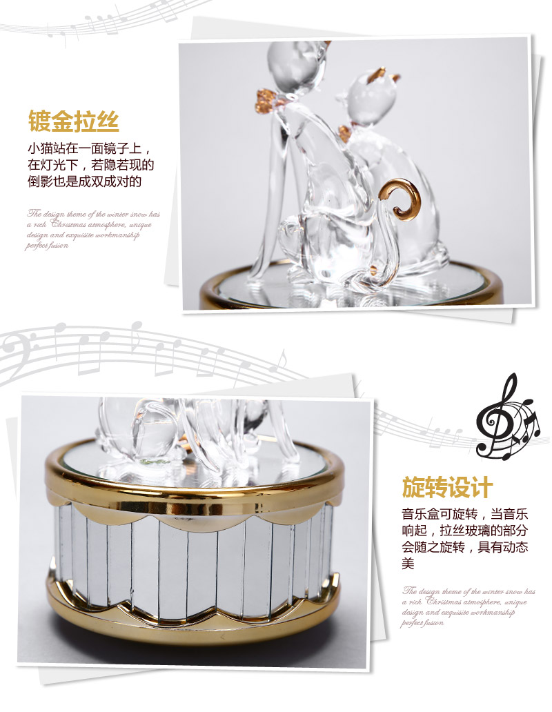 Creative music box music box cat lovers drawing gold-plated Christmas gift birthday gift exclusive custom (seven days) JX-1009 resin decoration6