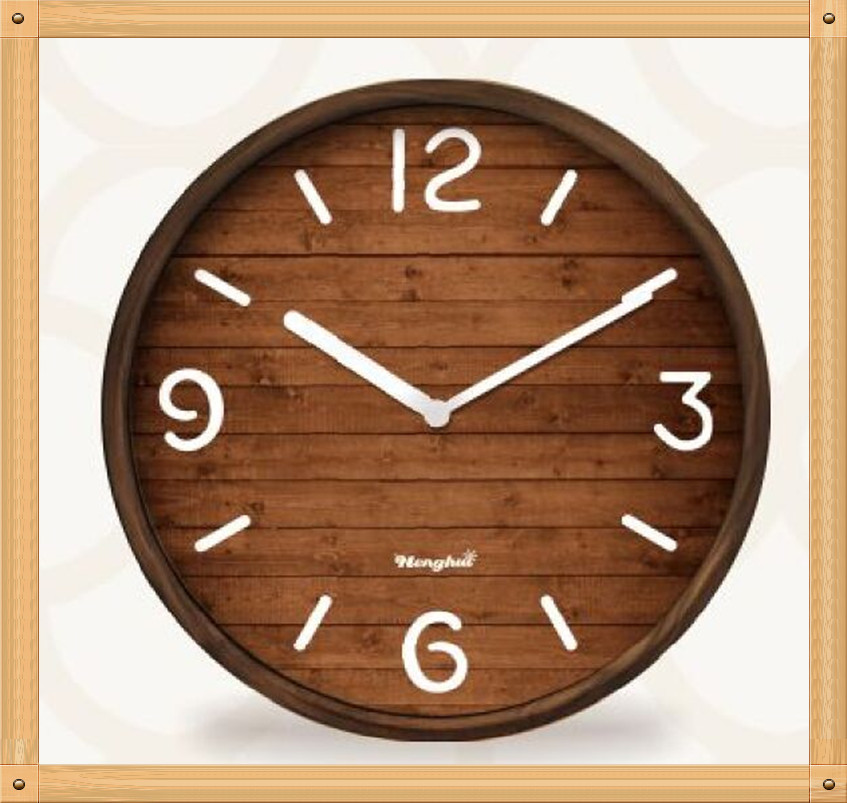 European simple 12 inch round Jane wood plastic silent living room wall clock2