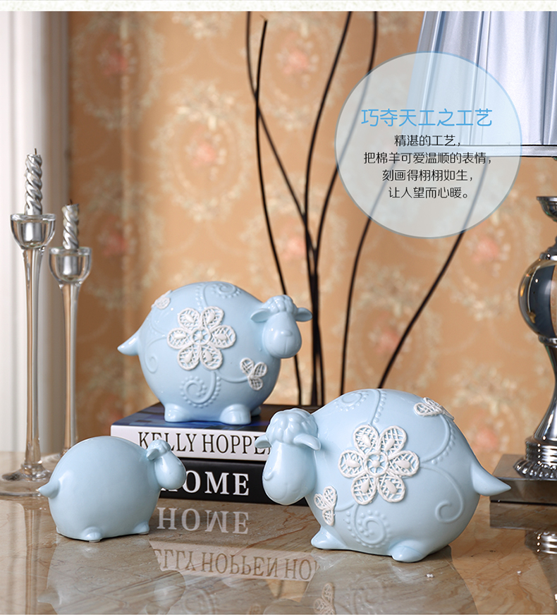 Modern minimalist style ceramic blue sheep a study of children room decoration decoration bedroom T006 (set)2