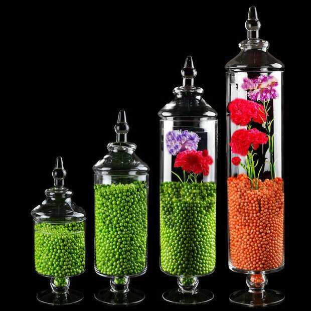 Dong Qi technology of high-end fashion transparent crystal glass with cover glass ornaments wedding candy jar creative storage tank storage bottle Home Furnishing sugar decorative ornaments5