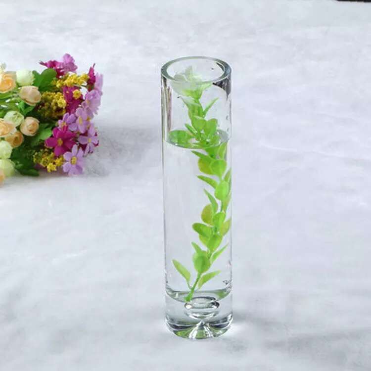 Dong Qi technology of high-grade transparent glass bubble thickened bottom small vase Fuguizhu hydroponic cylindrical vase Home Furnishing European jewelry ornaments5
