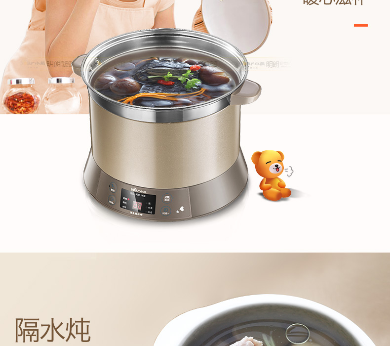 Bear (Bear) DDZ-125TC electric cooker electric stew pot four liner steel double stew 2.5L5
