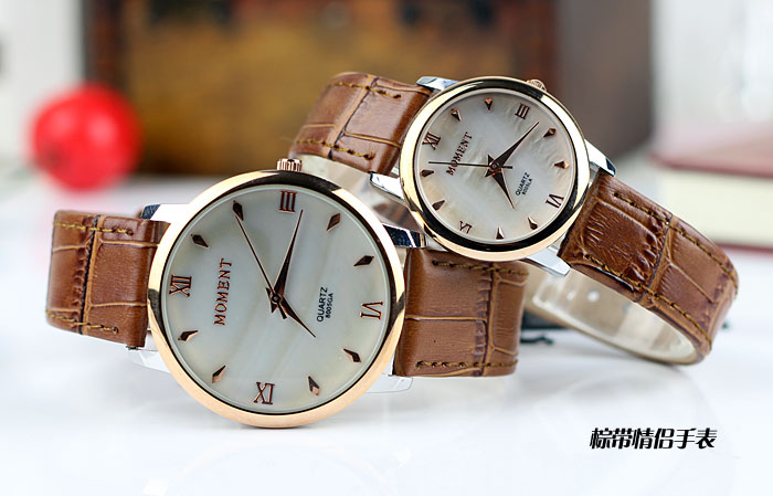 The couple watches soft leather watch strap retro minimalist business men's Marble Dial Watch1