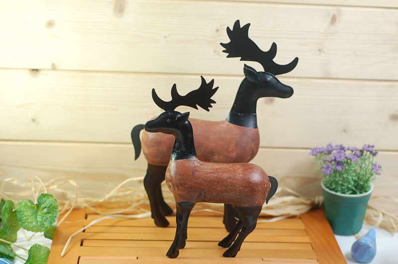 Wooden crafts wholesale grocery Zakka Home Furnishing Nordic log tin deer decoration decoration2