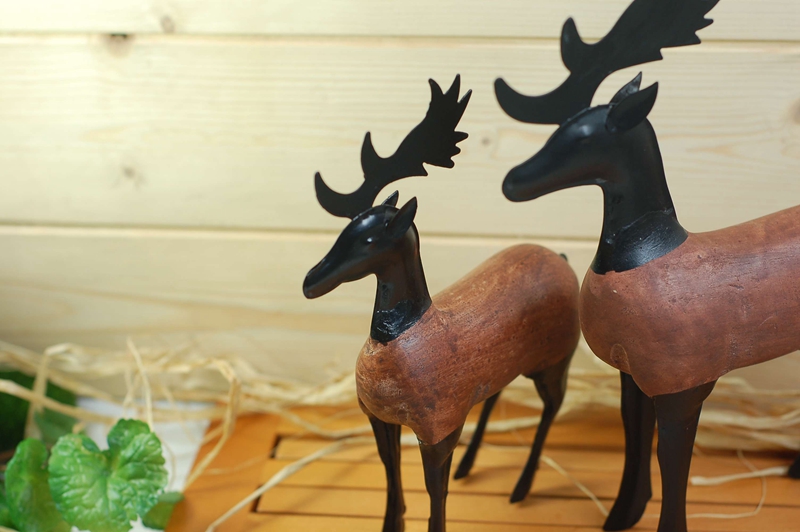 Wooden crafts wholesale grocery Zakka Home Furnishing Nordic log tin deer decoration decoration4