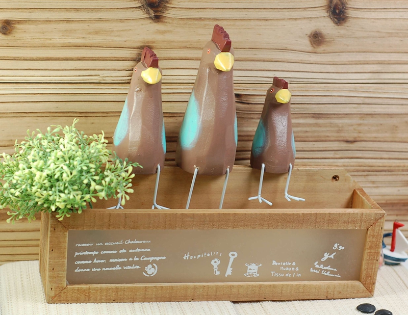 Wood carving craft ornaments ornaments hand-painted wooden animal 3 puppet countryside style sit 3 chicken chicken1