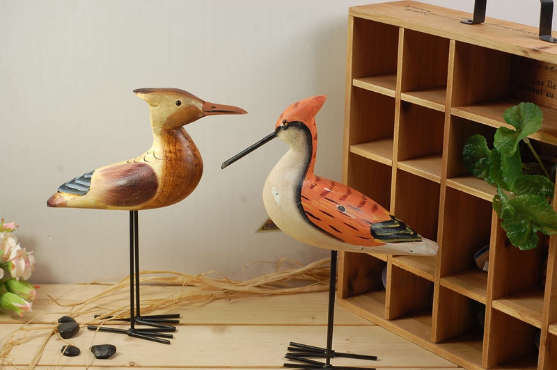 Zakka grocery wooden crafts log animal carving wooden ornaments Ironwood bird 6087 seabirds1