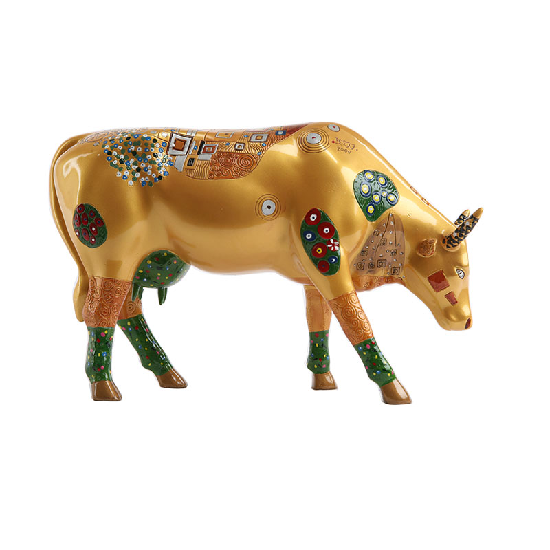 Western abstract creative high-grade resin golden circle shape decoration room decoration bovine animal ornaments3